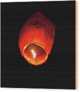 Flying Lantern Wood Print