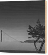 Fog And Golden Gate Bridge Wood Print