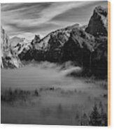 Fog In Yosemite Wood Print