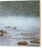 Fog On The Lehigh River Wood Print