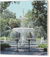 Forsyth Park Fountain In Historic Savannah, Georgia - Wood Print
