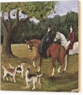 Foxhunting Couple Wood Print