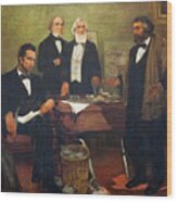 Frederick Douglass Appealing To President Lincoln And His Cabinet To Enlist Negroes Wood Print