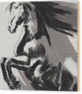 Rising Horse Wood Print