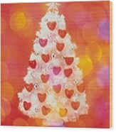 Frosted Christmas Tree Decorated With Wood Print