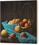 Fruits And Bread Wood Print