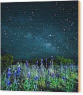 Galactic Bluebonnets Wood Print