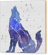 Galaxy Wolf - Lupus Constellation Wood Print