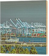 Gantry Cranes San Pedro Waterfront Wood Print