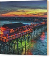 Garden City Pier Glowing Sunset Wood Print