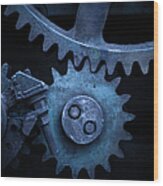 Gears On End Blue Filter Wood Print