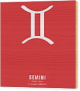 Gemini Print - Zodiac Signs Print - Zodiac Posters - Gemini Poster - Red And White - Gemini Traits Wood Print