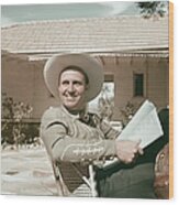 Gene Autry Reads A Script Wood Print