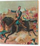 General Sheridan Leading Troops In Battle Wood Print