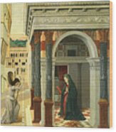 Gentile Bellini -venice -?-, 1429 - Venice, 1507-. The Annunciation -ca. 1475-. Mixed Media On Pa... Wood Print