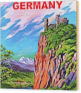 German Airline Poster Wood Print