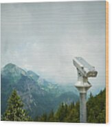 Germany, Chiemgau, Binoculars On Summit Wood Print