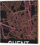 Ghent City Map Wood Print