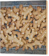 Gingerbread Men Biscuits Wood Print