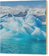 Glacier Lake Blue Iceberg Wood Print