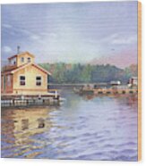 Glen Island Creek Houseboats Wood Print