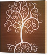 Glowing Tree With Roots Wood Print