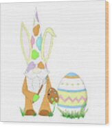 Gnome Painting Easter Egg Wood Print