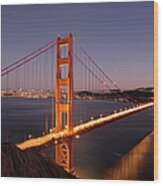 Golden Gate Bridge At Night Wood Print