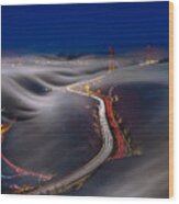 Golden Gate Bridge In Fog Wood Print