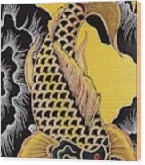 Golden Koi Fish Wood Print