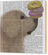 Golden Retriever Donuts Book Print Wood Print