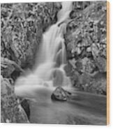 Goldmine Brook Falls Cascades Black And White Wood Print