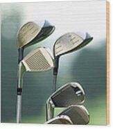 Golf Clubs In Bag At Golf Course Wood Print