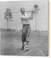 Golfer In Post-swing Position Wood Print