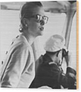 Grace Kelly Observing Sailing Operations Wood Print