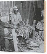 Grading Tobacco In A Strip House. Wood Print