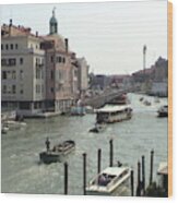 Grand Canal Venice Italy Panoramic View Wood Print