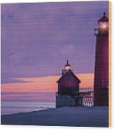 Grand Haven Lighthouses, Michigan Wood Print