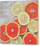 Grapefruit And Lemon Wood Print