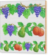 Grapes And Fruit Borders Wood Print