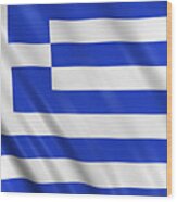 Greek Flag Wood Print