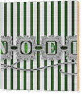 Green And White Noel Typography Bold Christmas Stripes Wood Print
