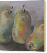 Green Pastel Pears Wood Print