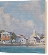 Green Turtle Cay Water Front Wood Print