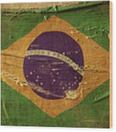 Grunge Flag Of Brazil Wood Print