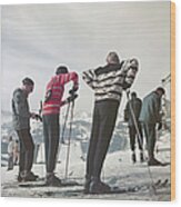 Gstaad Skiers Wood Print