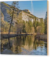 Half Dome With Leaning Tree Wood Print