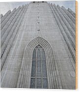 Hallgrimskirkja Facade And Bell Tower In Reykjavik Wood Print