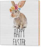 Happy Easter Bunny Wood Print