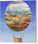 Happy Hot Air Balloon Watercolor Ix Wood Print
